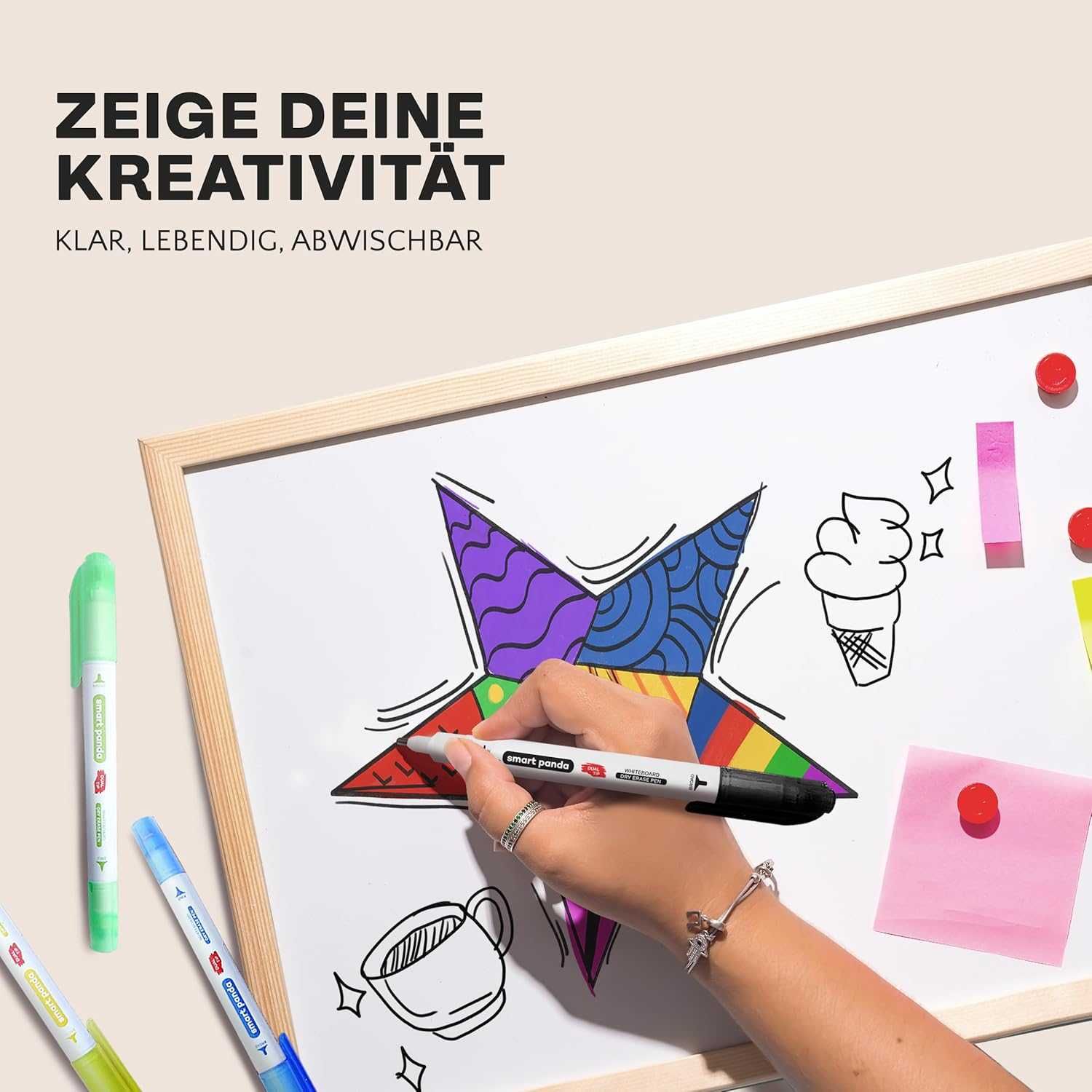 Markery do tablic suchościeralnych SmartPanda 20 sztuk wielokolorowe