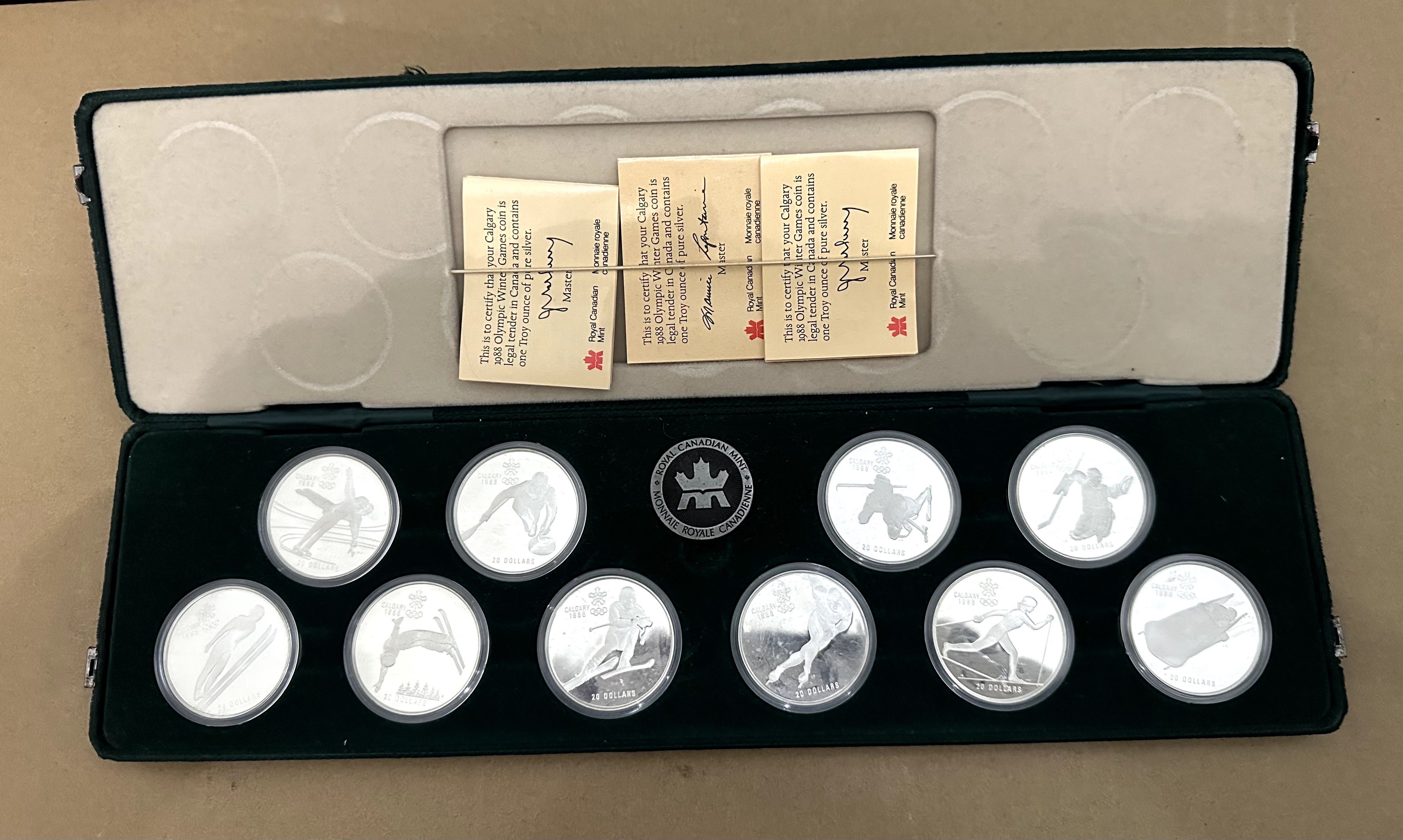 Set 10 moedas 1988 CANADA CALGARY OLYMPICS Silver Proof