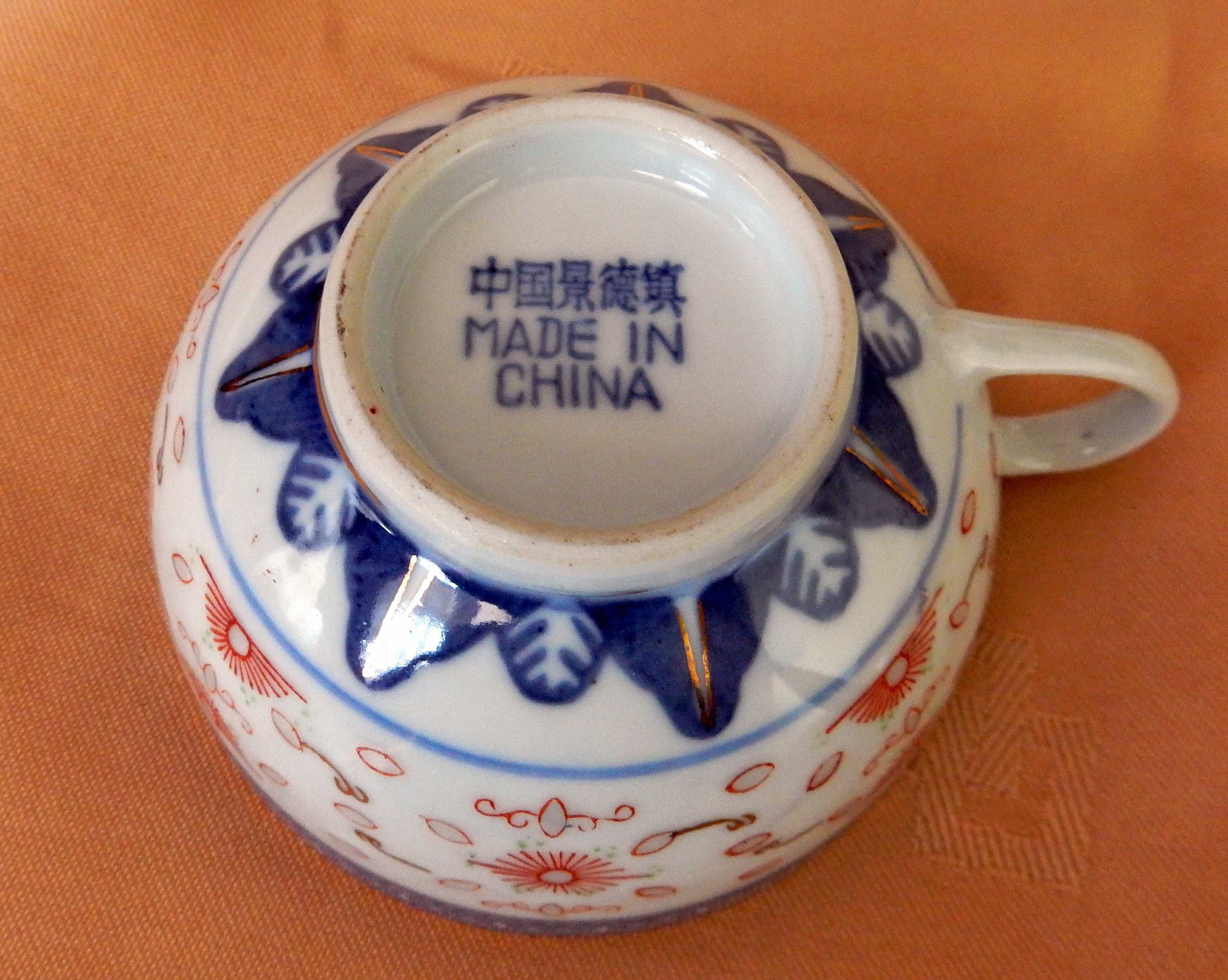 Zestaw porcelanowy - porcelana filiżanka, spodek, talerzyk - 6 sztuk