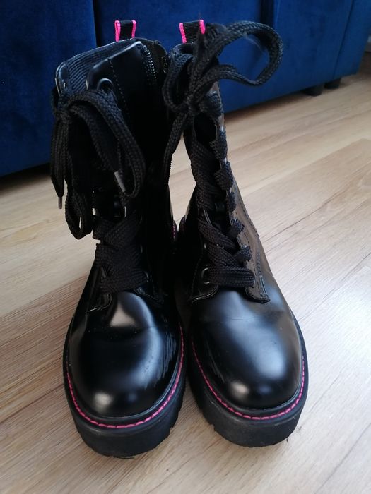 Buty kozaki dziewczęce czarne 36 wkładka 23 cm
