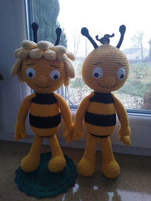 Pszczółka Maja i Gucio maskotki z włóczki