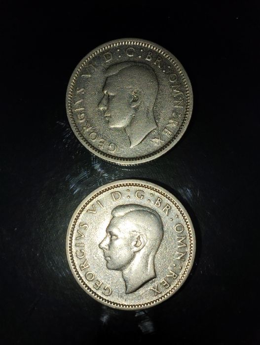 Moedas de Prata Sixpence 1942 e 1945 Inglaterra