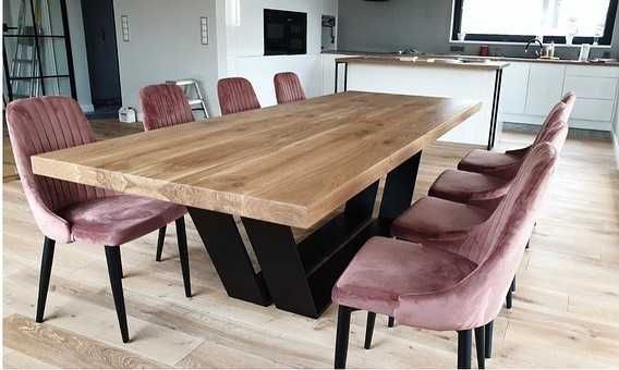 Stół z litego drewna dębowego 80x160 cm + metalowe nogi