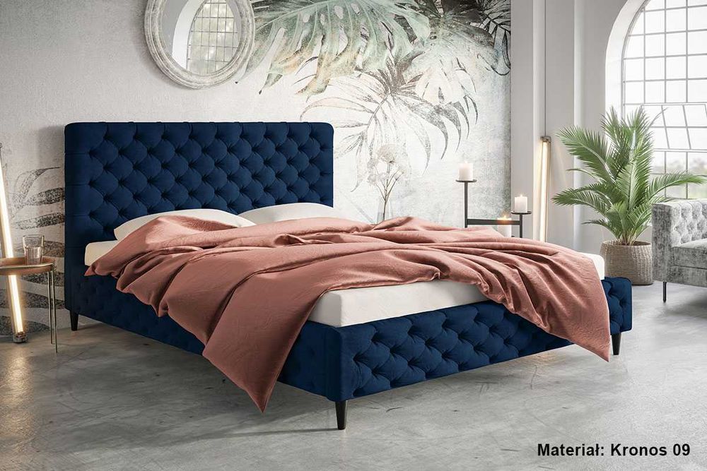 Łóżko tapicerowane pikowane GLORIA 140x200 160x200 180x200 stelaż nóżk