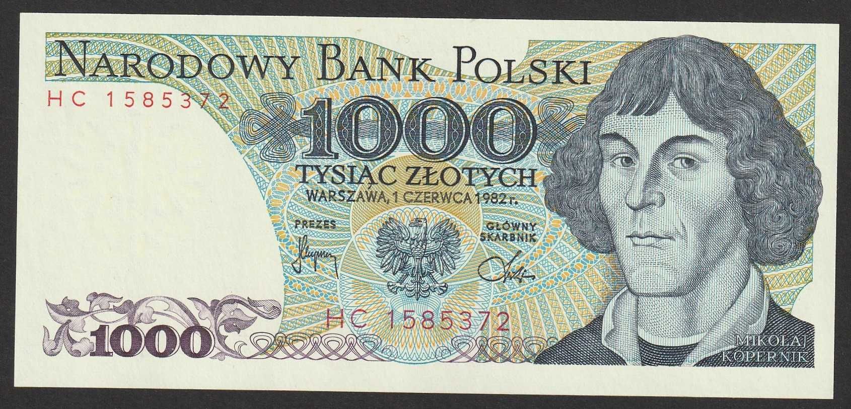 Polska 1000 złotych 1982 - Kopernik - HC - stan bankowy UNC