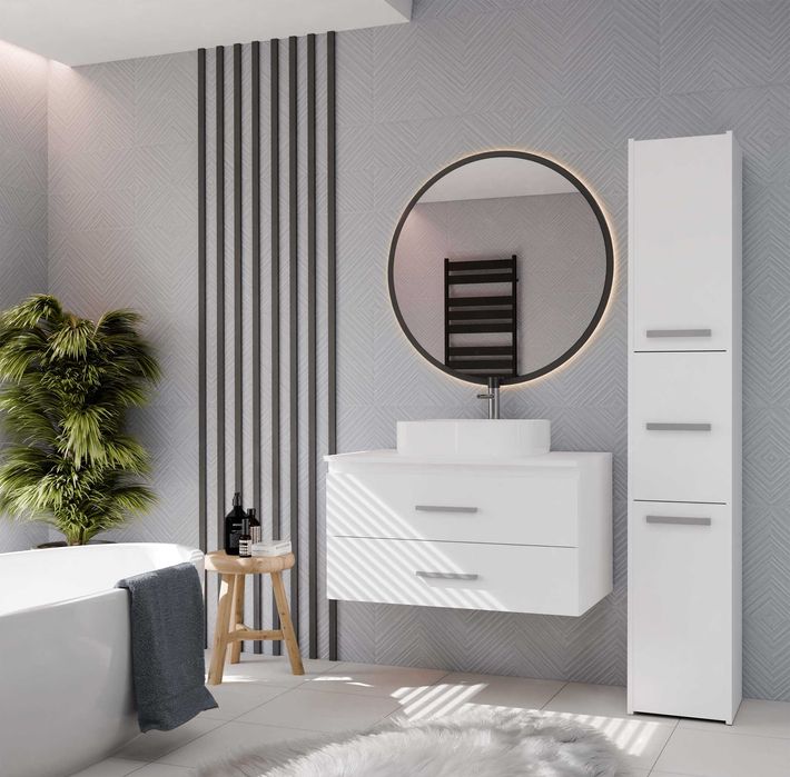 Szafka łazienkowa NEL 80 Wisząca 80 CM Pod Umywalkę 2 Szuflady BIAŁA