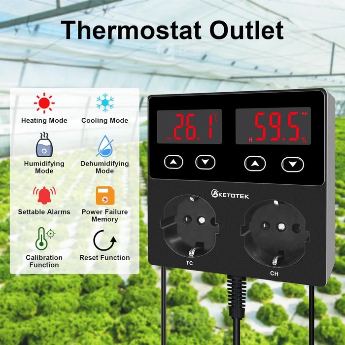 Termostat higrostat cyfrowy regulator temperatury z 2 czujnikami