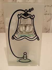 Szklany Świecznik na podgrzewacz - imitacja lampki - nowy