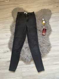 Modne jeansy bershka wysoki stan skinny xs xxs czarne