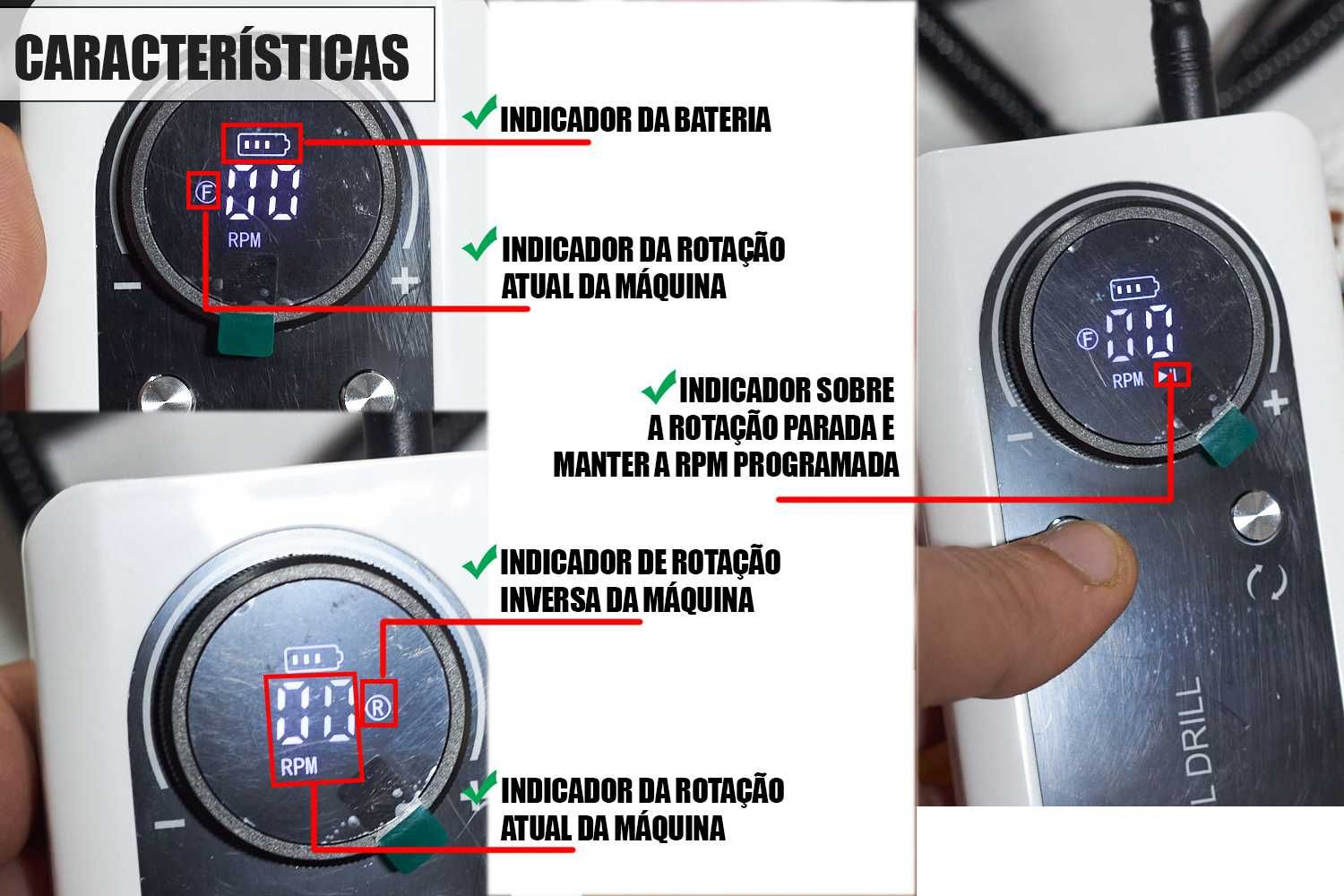 Broca unhas profissional portatil 45 000 RPM