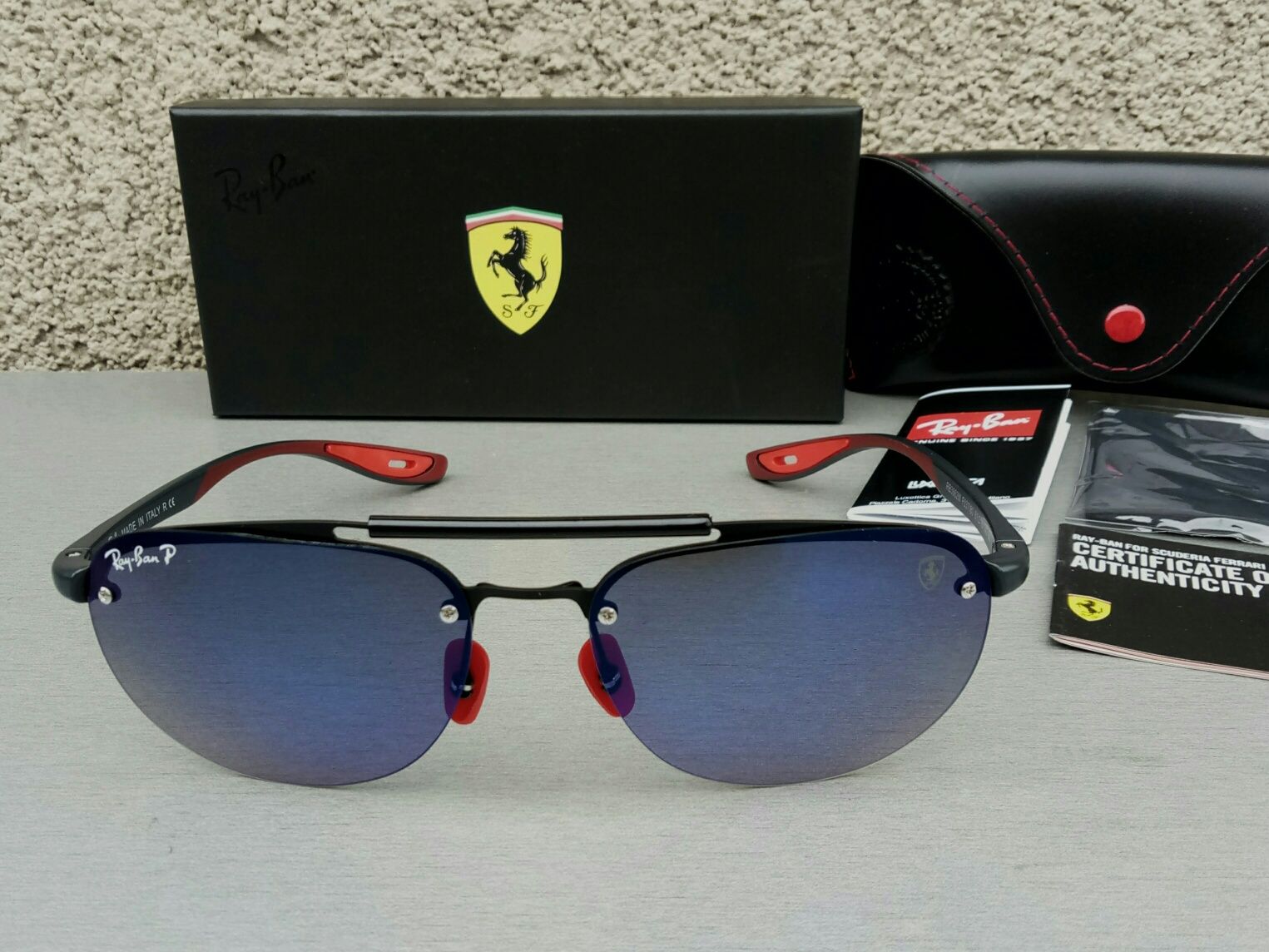 Ray Ban Ferrari очки стильные мужские линзы сине фиолет поляризир