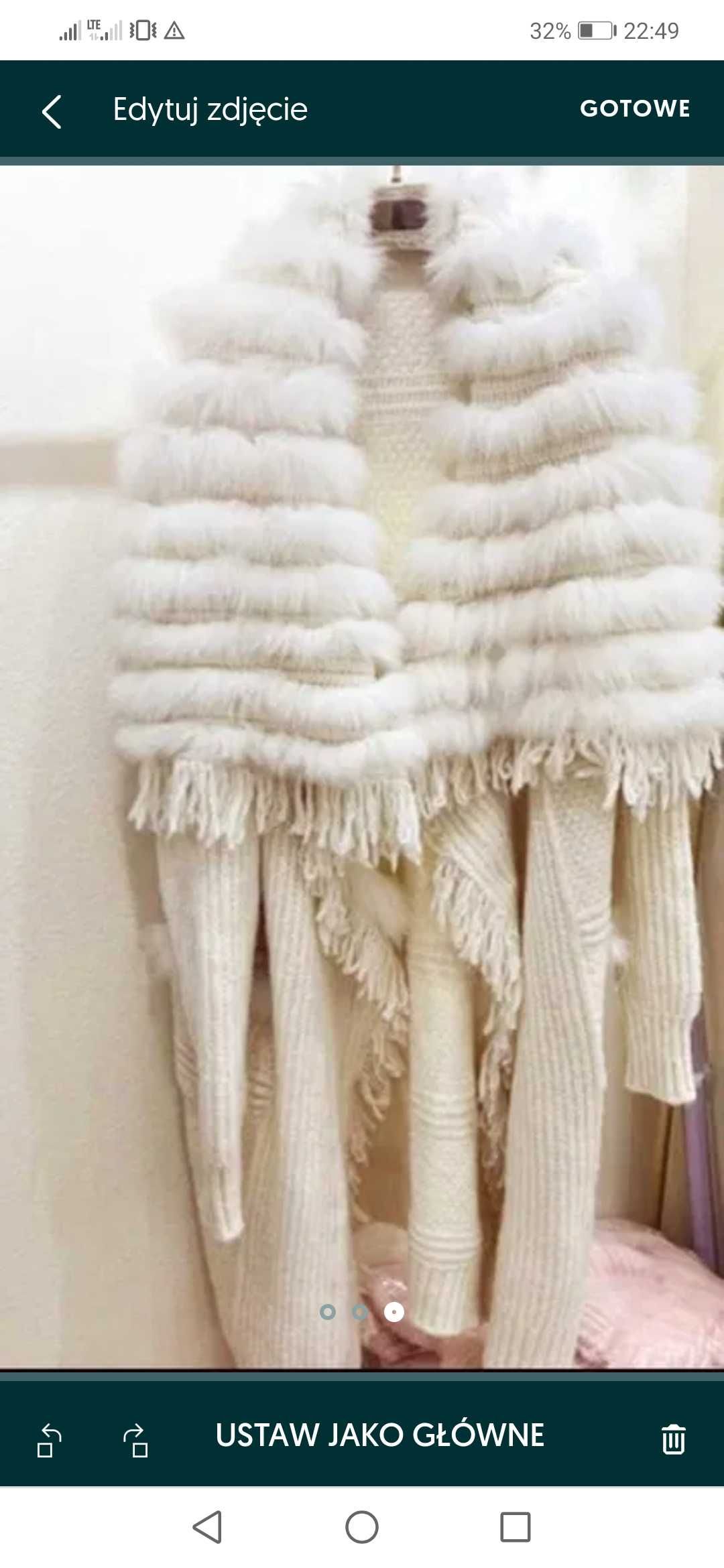 Sweter długi z futrem lis naturalny futro nowość premium