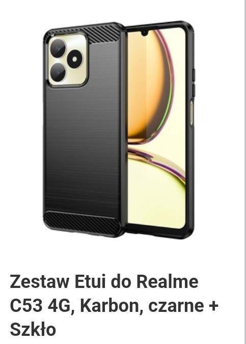 Etui do Realme C53 4G czarne + szkło Hartowane