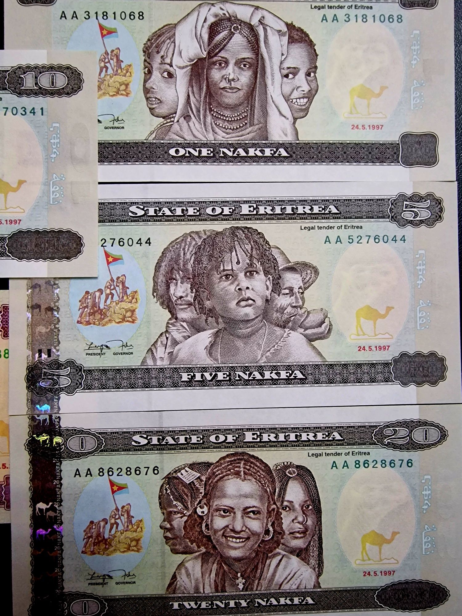 Erytrea banknot Banknoty zestaw 5 sztuk UNC