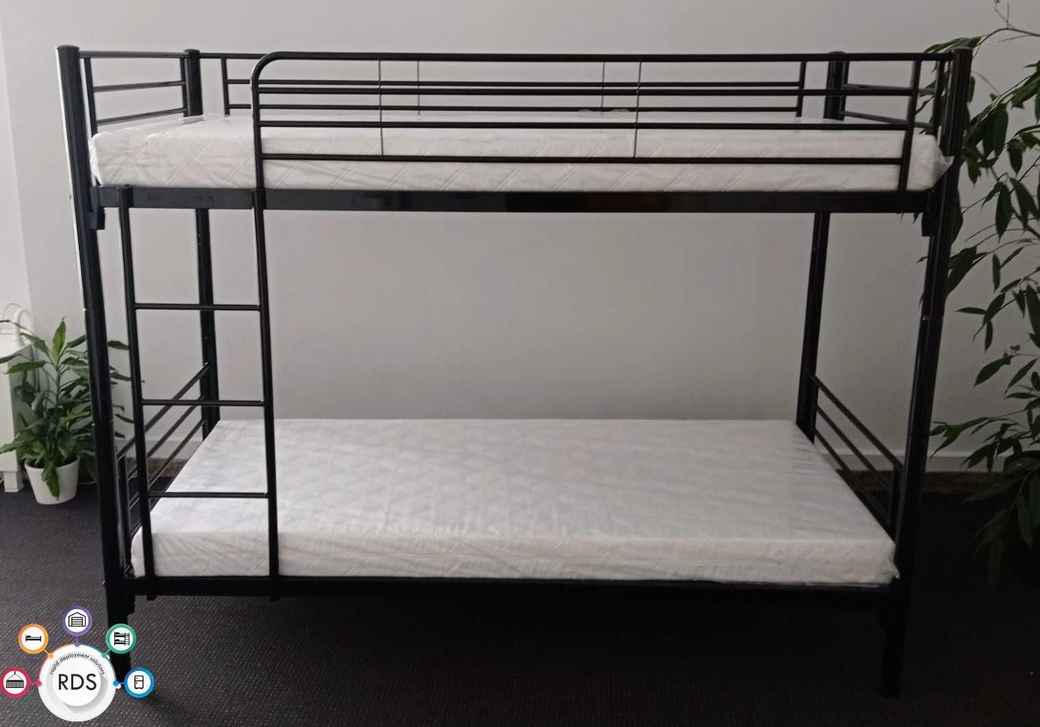 Łóżko metalowe pojedyncze z MATERACEM Łóżka WOJSKOWE hotelowe 90x200