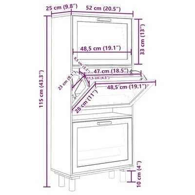 NOWA Szafka na buty VidaXL 52 x 115 x 25 cm czarna 3 poziomy