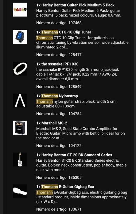 Guitarra elétrica  Harley Benton ST-20 BK