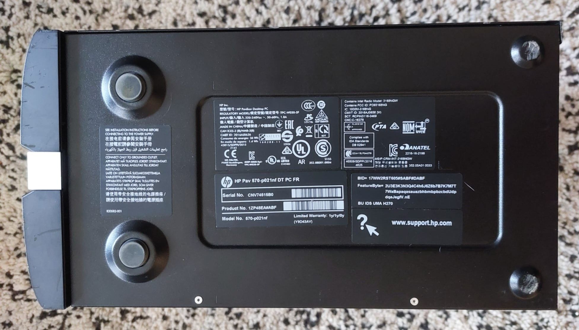 Hp pavilion 570/i5-7400/4×3-3,5/ram8/UHD Graphics 630/wifi