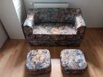 Sofa rozkładana dziecięce łóżko plus 2pufy zestaw