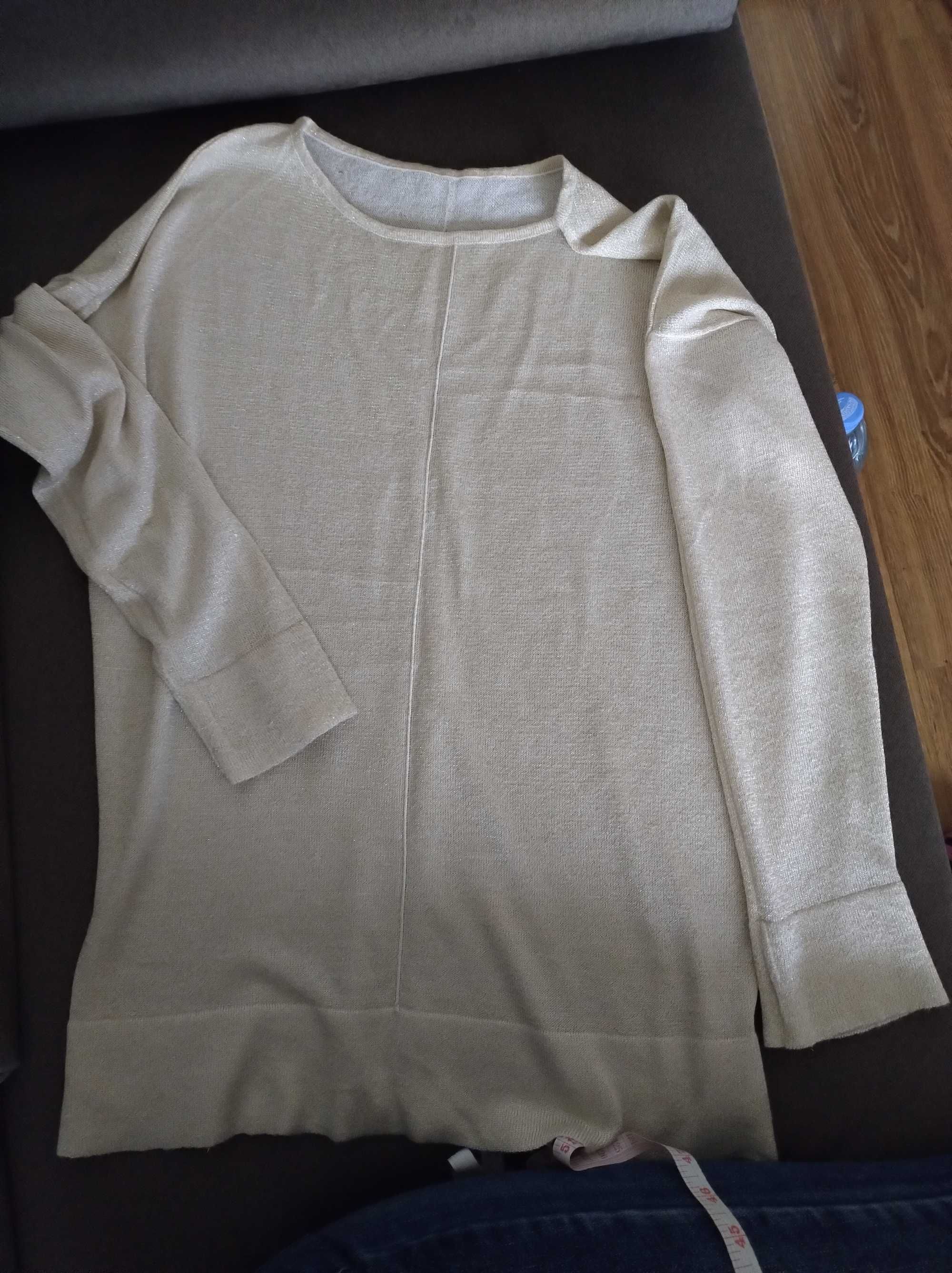 Bluzka beż złota nić L XL