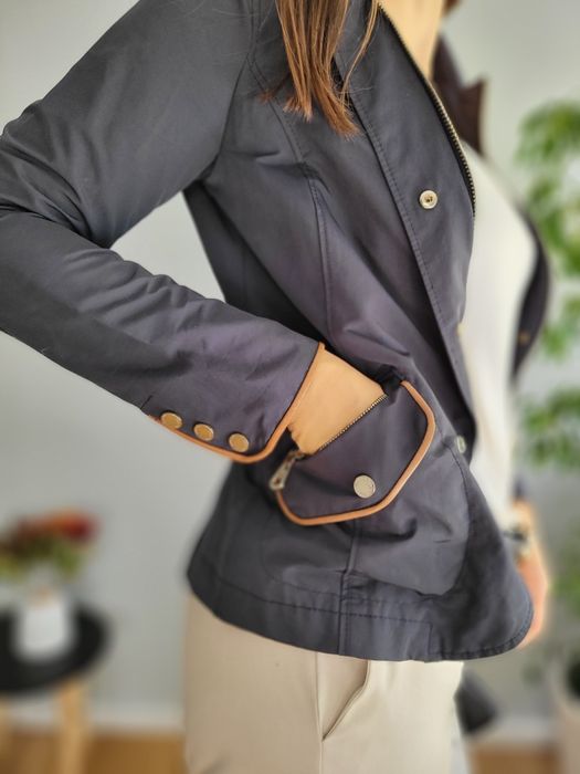 Granatowa elegancka kurtka damska przejściowa Massimo Dutti S