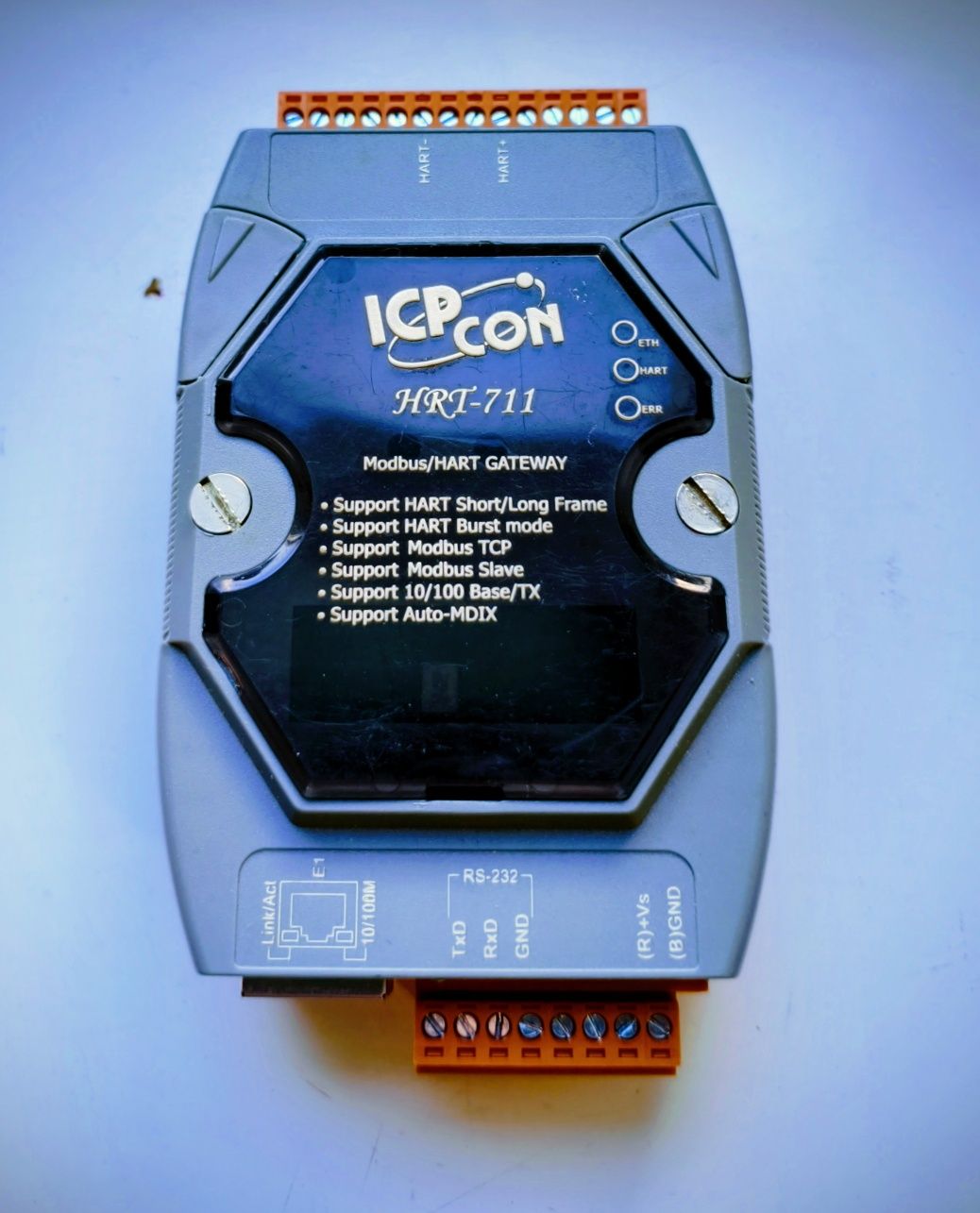 ICP DAS HRT-711
Шлюз Modbus TCP Server у HART Master, 1xLAN