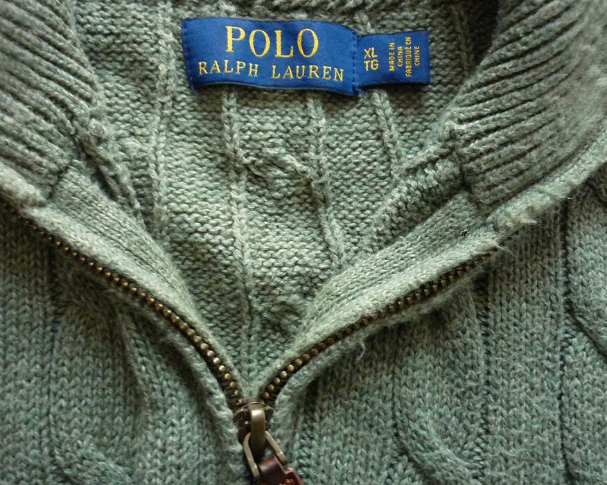Piękny ciepły męski sweter POLO RALPH LAUREN rozmiar XL oliwkowy