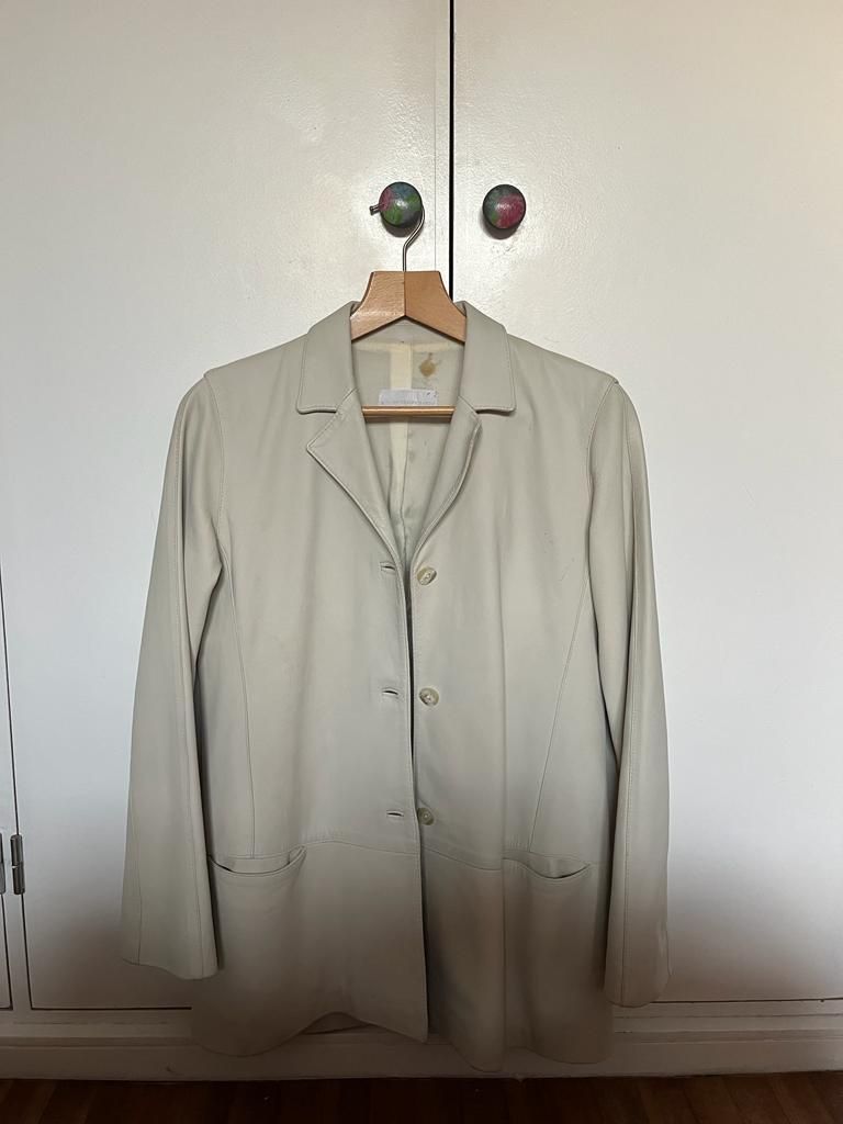 Blazer de couro/pele, branco, tamanho 38/40