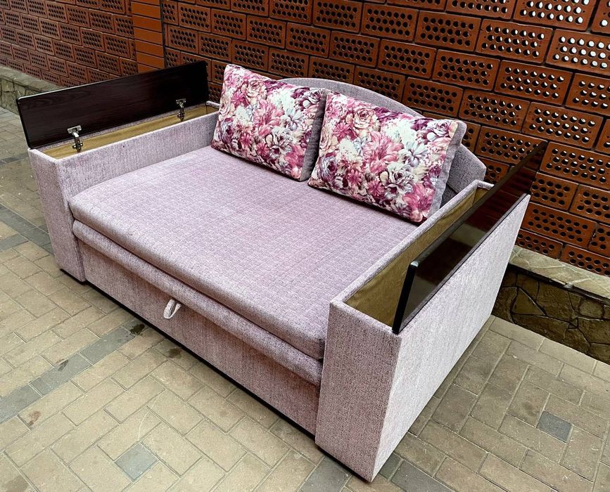 Диван «Мілена»з підлокітниками-тумбами  із спальним місцем 130 см