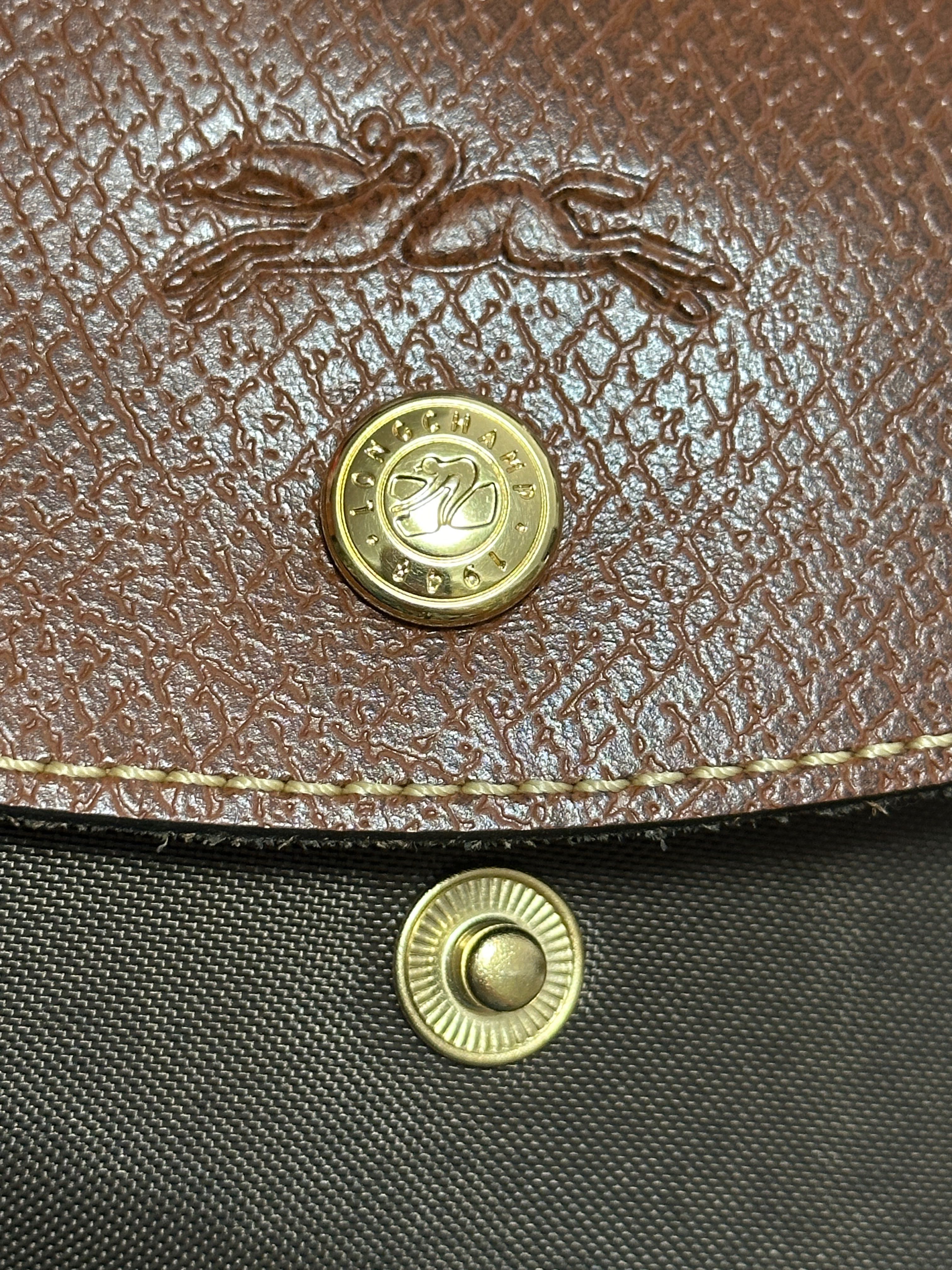 Longchamp Le Pliage M Depose – Castanho/Verde – Nova