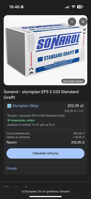 Styropian grafitowy 20 cm sonarol okazja