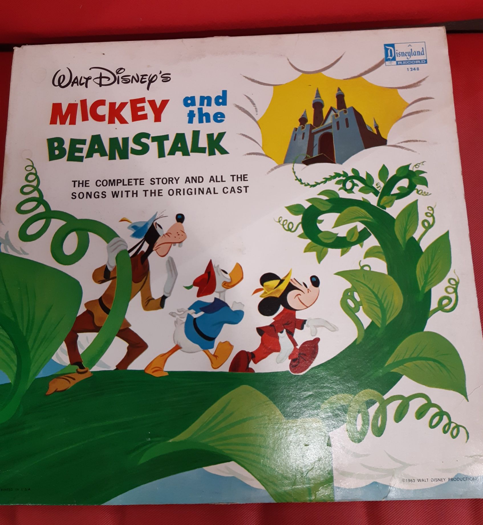 Disco de vinil LP da Walt Disney "Mickey and the Beanstalk"