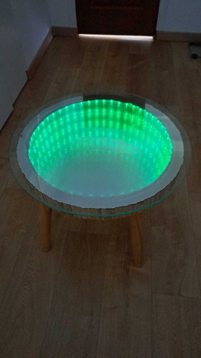Mesa de Centro Redonda com Efeito 3D e LED – Exclusiva!