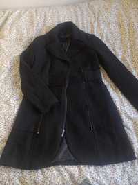 płaszcz płaszczyk wełna wełniany czarny klasyczny french connection