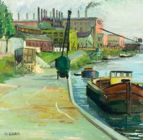 Pintura barcaça canal rio Impressionismo | século XX