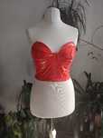 Gorset czerwony lateksowy obcisły Crop top winylowy seksowny skórzany