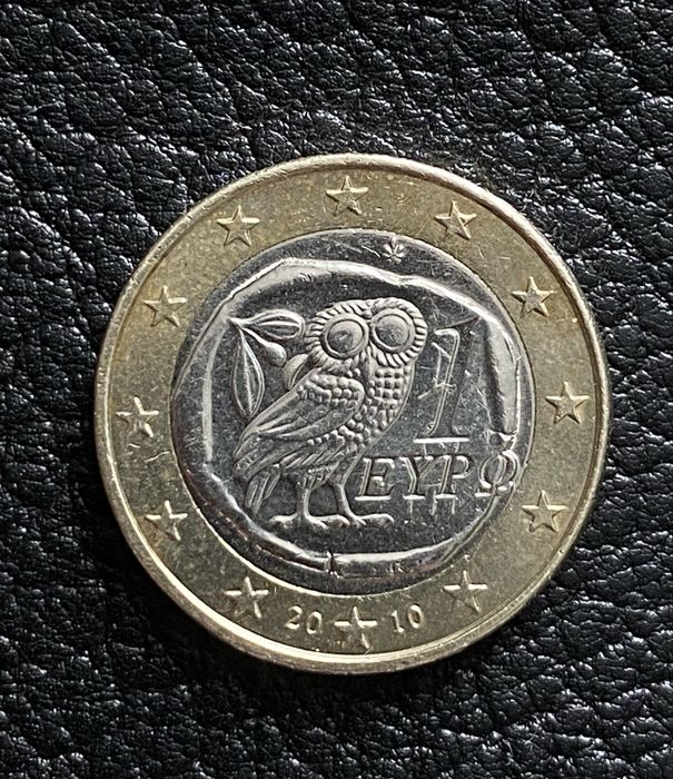 1 EURO Cent 2010 року з Грецькою совою. Брак штампу