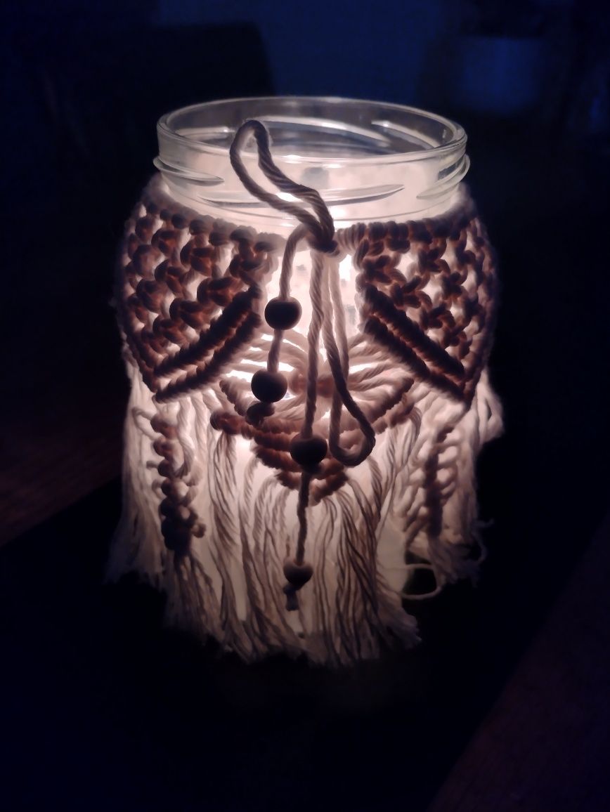 Lampion makramowy ze sznurka handmade