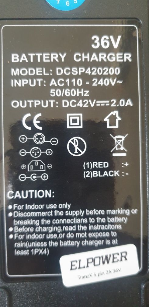 Ładowarka do roweru elektrycznego 36V Giant Sparta itp. Tranz-x 5 pin