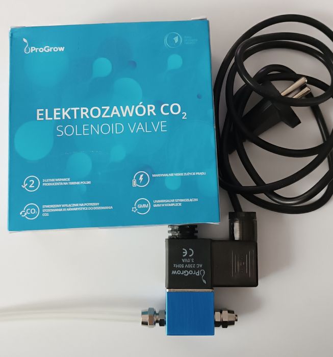 Zestaw CO2 do akwarium, butla 2l, elektro zaw. Części.