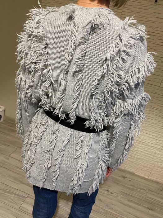 Andżela kardigan frędzle boho sweterek szary Uni