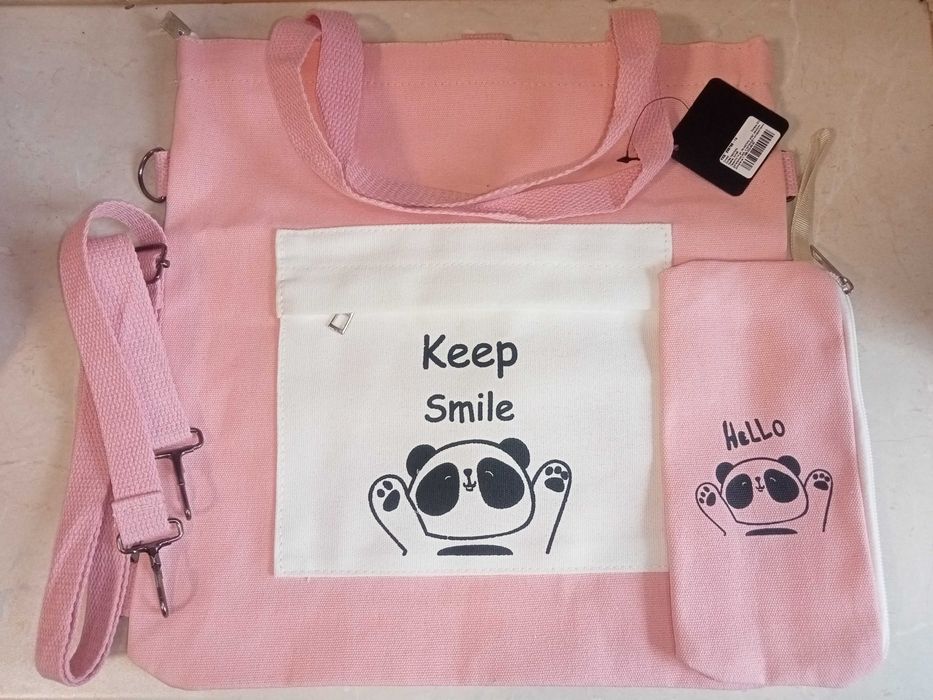 Сумка из хлопка розовая