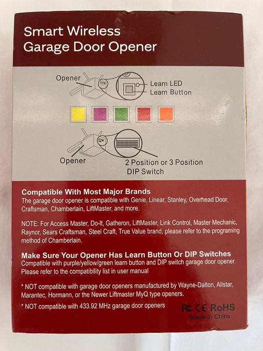 Smart Wireless Garage Door Opener - Universal