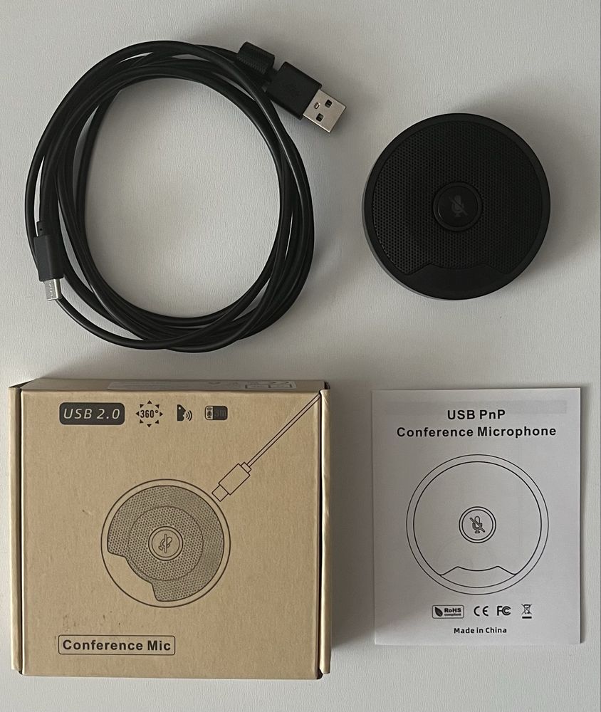 Mikrofon konferencyjny USB do komputera 360 stopni czarny
