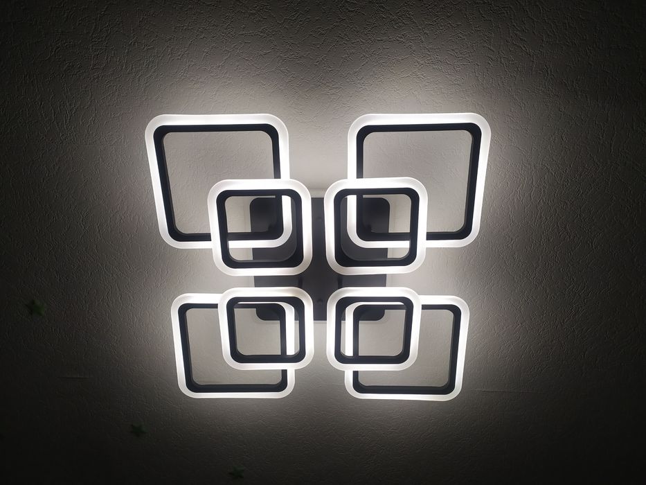 Світлодіодна люстра «Квадрати -4+4» Хром 192. Светильник, люстра