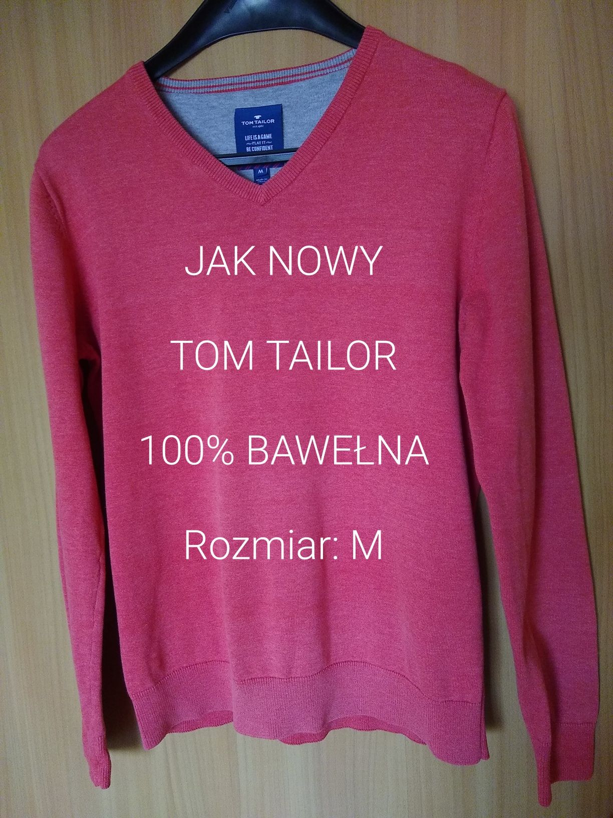 TOM TAILOR Elegancki męski sweter, 100% Bawełna, Rozmiar S/M