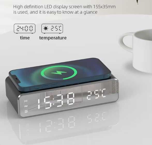 Часы-будильник-беспроводное зарядное 5 в 1