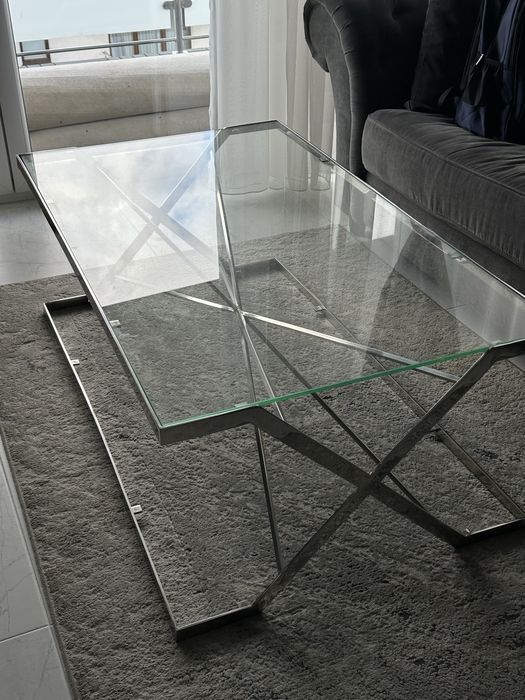 Stolik kawowy metalowo-szklany