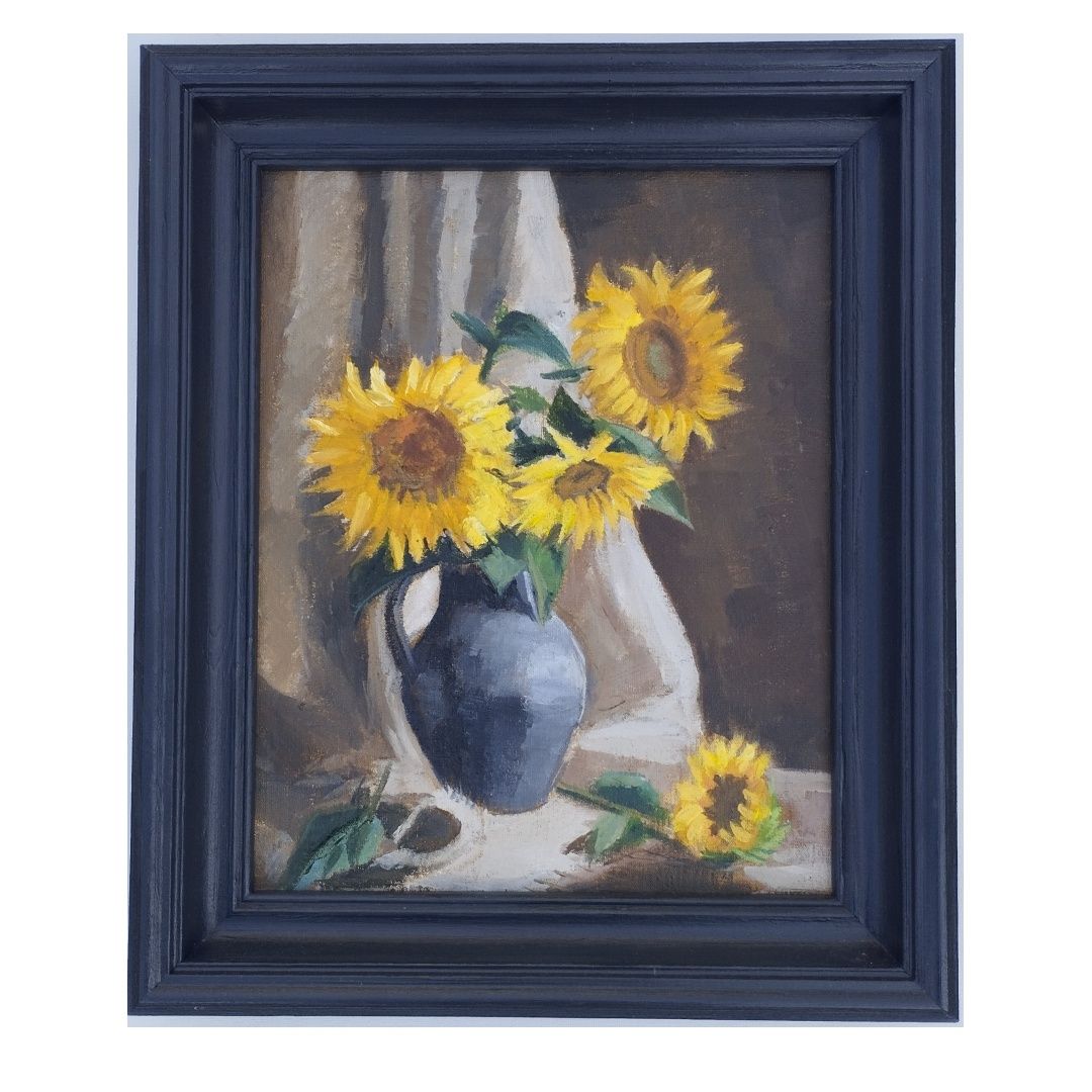 Картина Квіти соняшнику 24×30 см Натюрморт Подсолнухи В рамці.