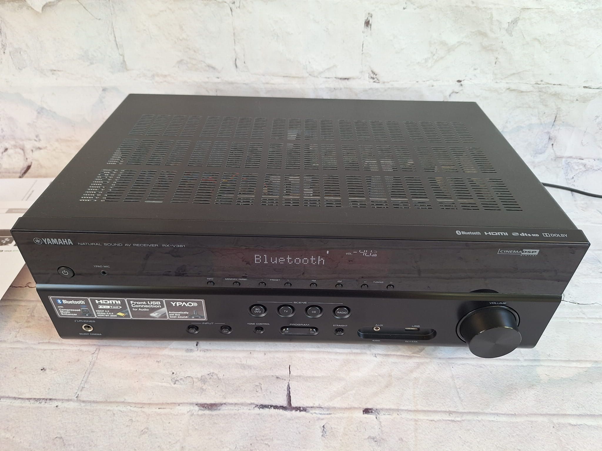 Amplituner 5.1 Yamaha RX-V381 4k 60p Bluetooth ARC Optyk USB
